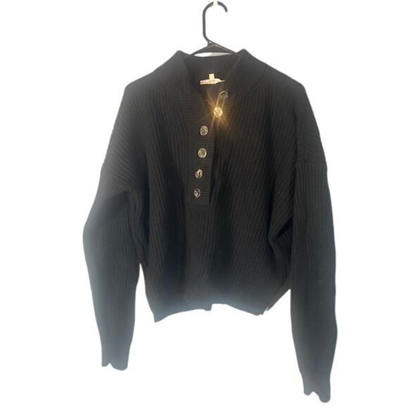 La Maille Sezane Paris Rue Saint-Fiacre Black Wool Blend Sweater Women Sz M - Picture 1 of 8